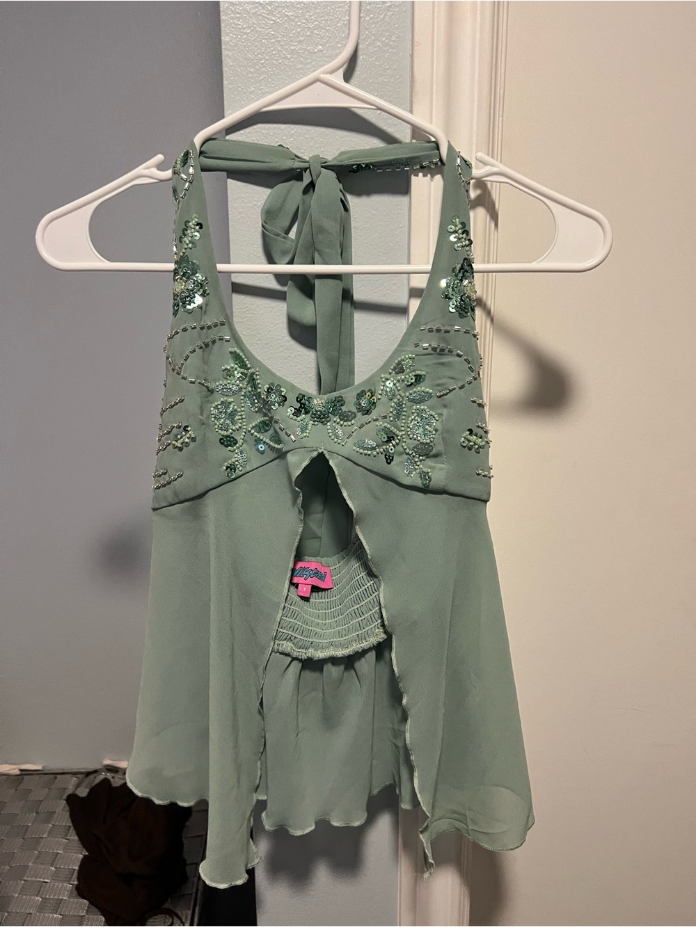 Edikted Sequin Chiffon split front top